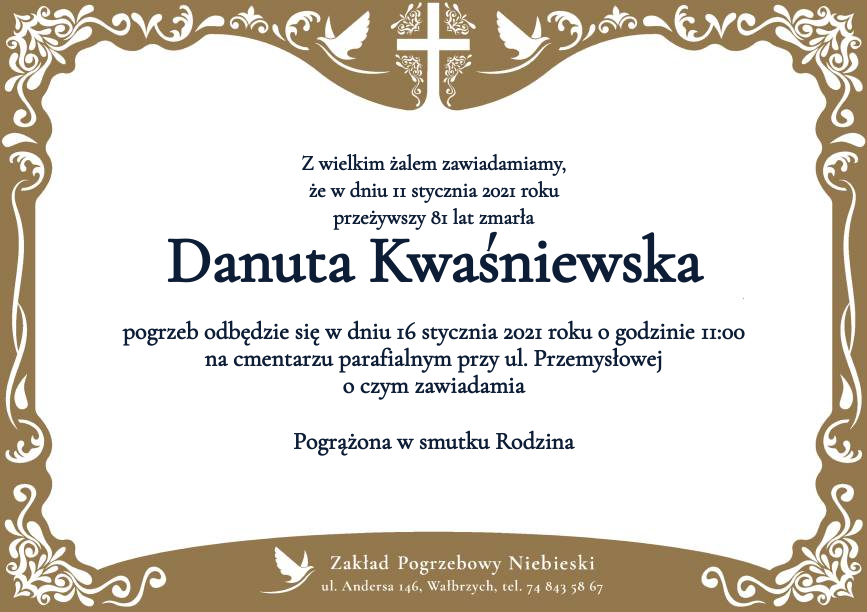 Nekrolog Danuta Kwaśniewska