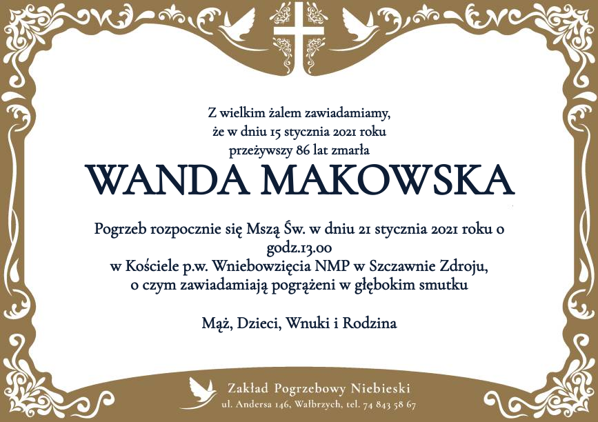 Nekrolog WANDA MAKOWSKA