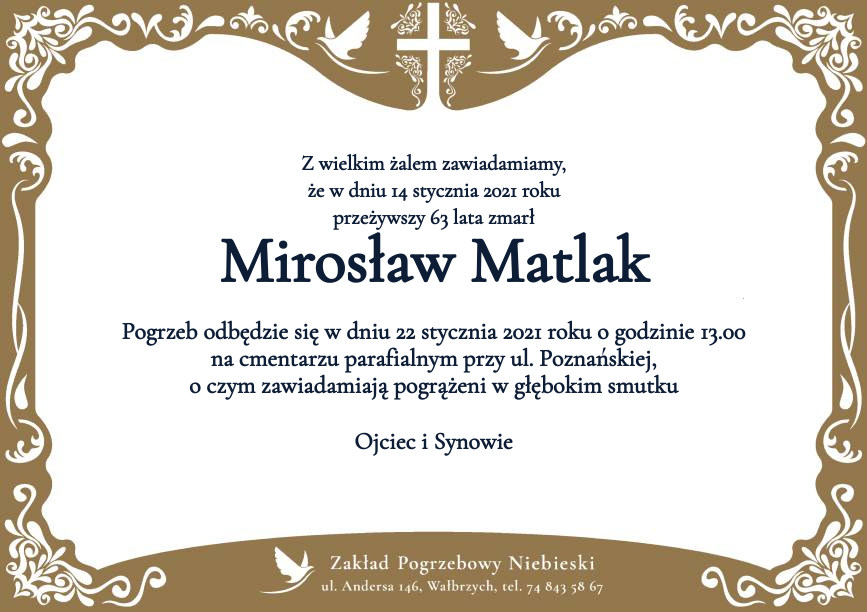 Nekrolog Mirosław Matlak
