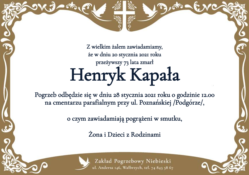 Nekrolog Henryk Kapała