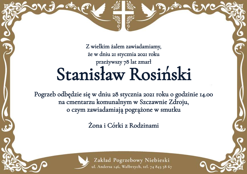 Nekrolog Stanisław Rosiński