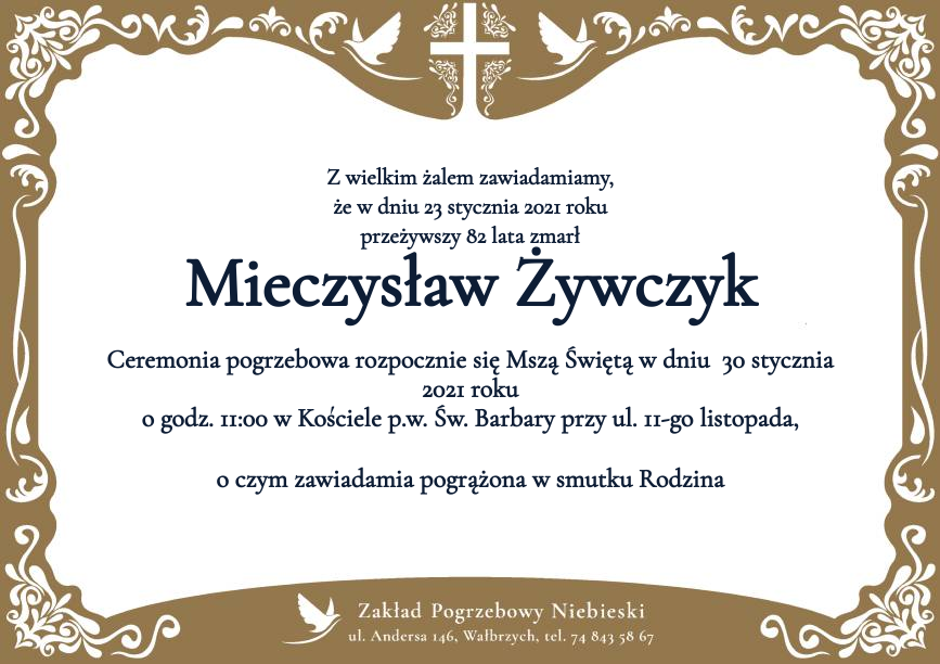 Nekrolog Mieczysław Żywczyk