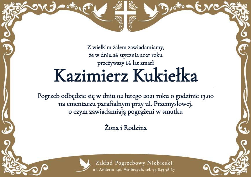 Nekrolog Kazimierz Kukiełka