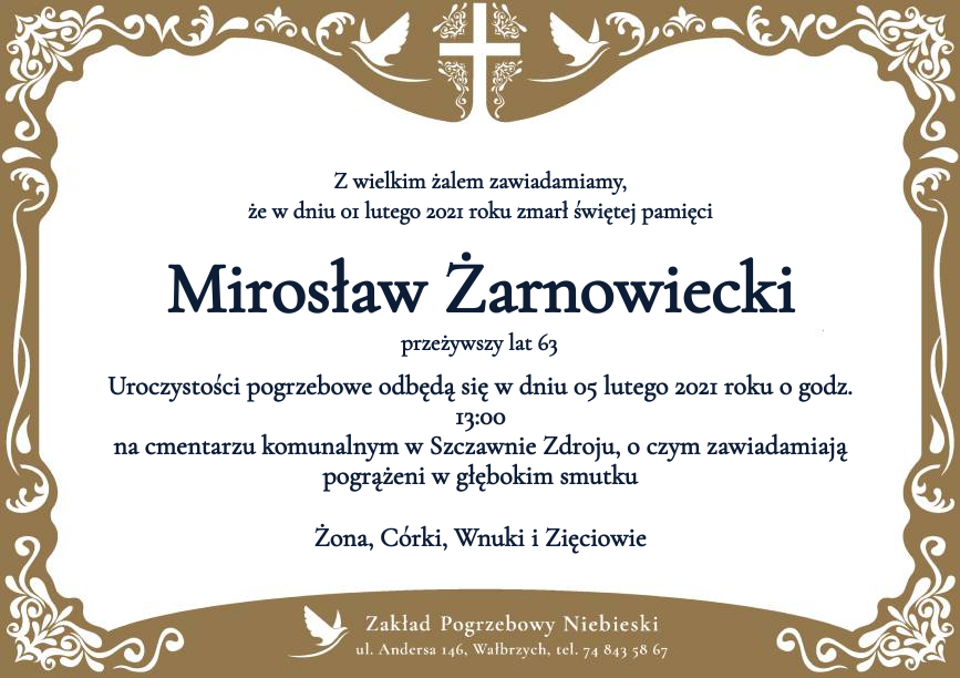 Nekrolog Mirosław Żarnowiecki