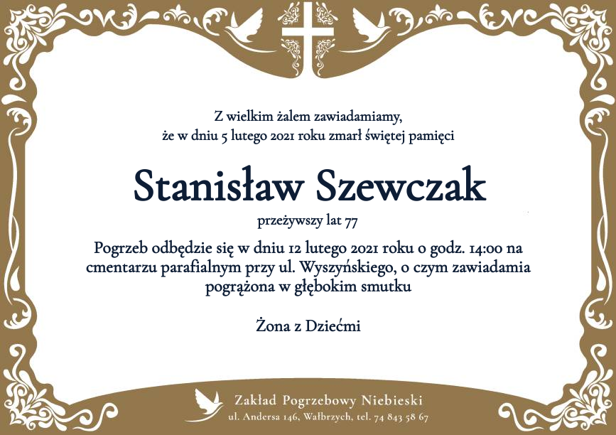 Nekrolog Stanisław Szewczak