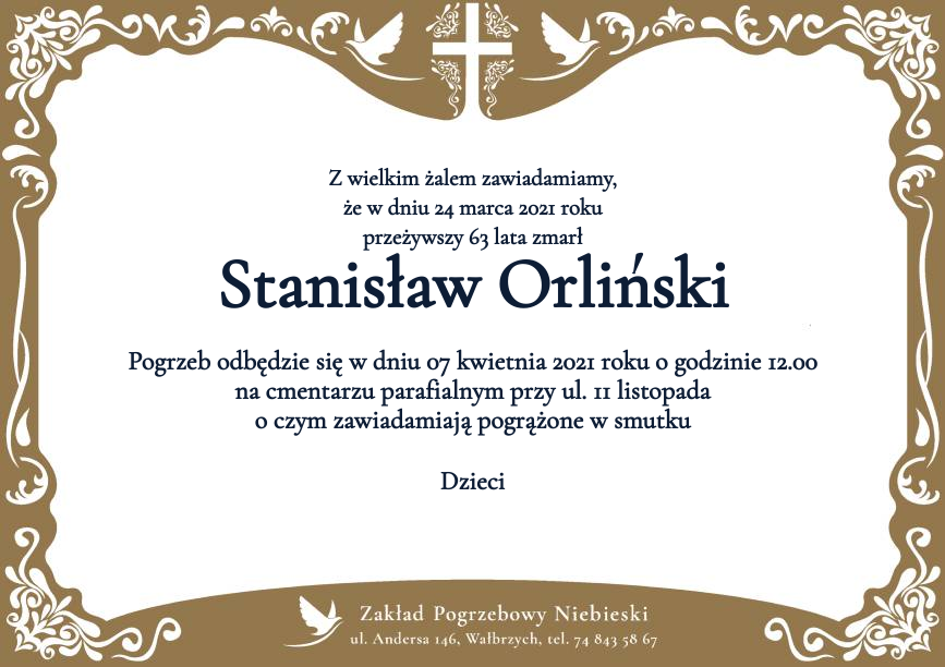 Nekrolog Stanisław Orliński