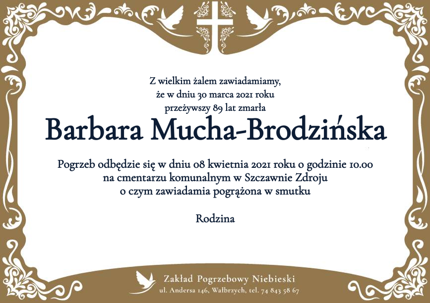 Nekrolog Barbara Mucha-Brodzińska