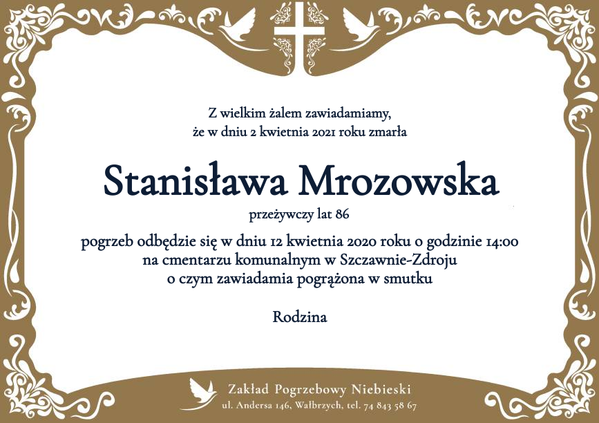 Nekrolog Stanisława Mrozowska