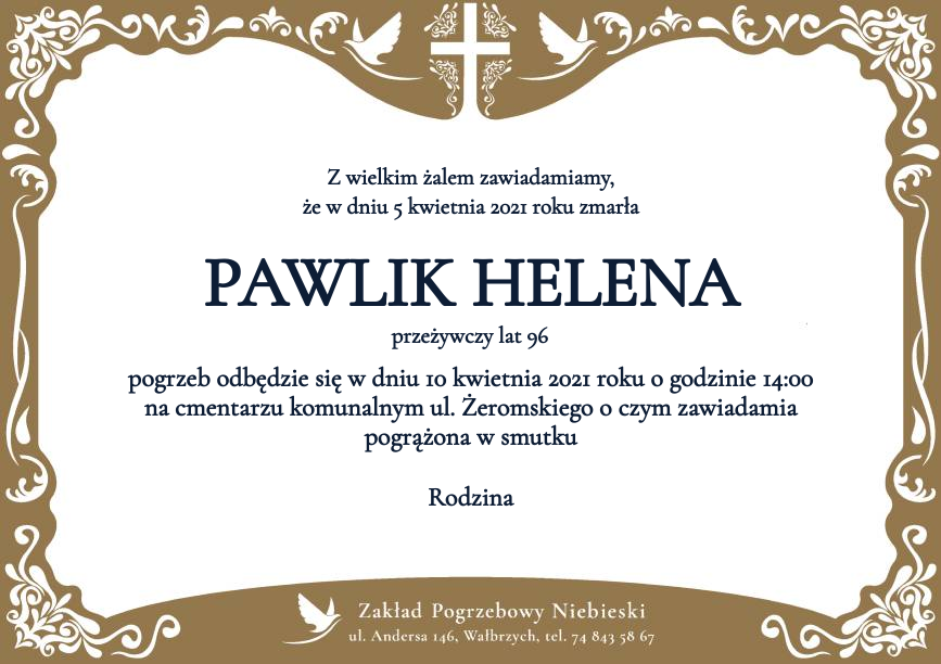 Nekrolog PAWLIK HELENA