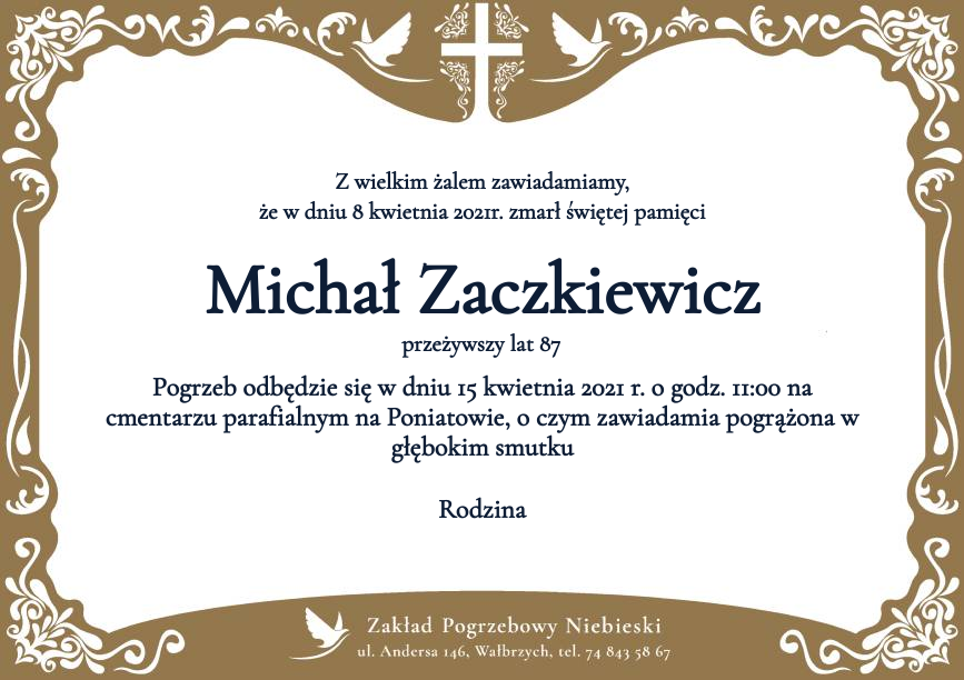 Nekrolog Michał Zaczkiewicz