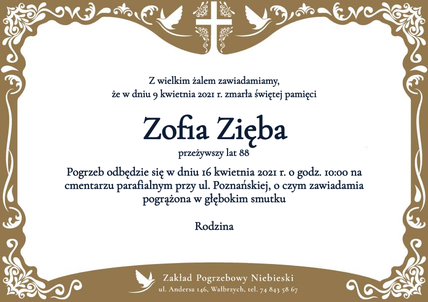 Nekrolog Zofia Zięba