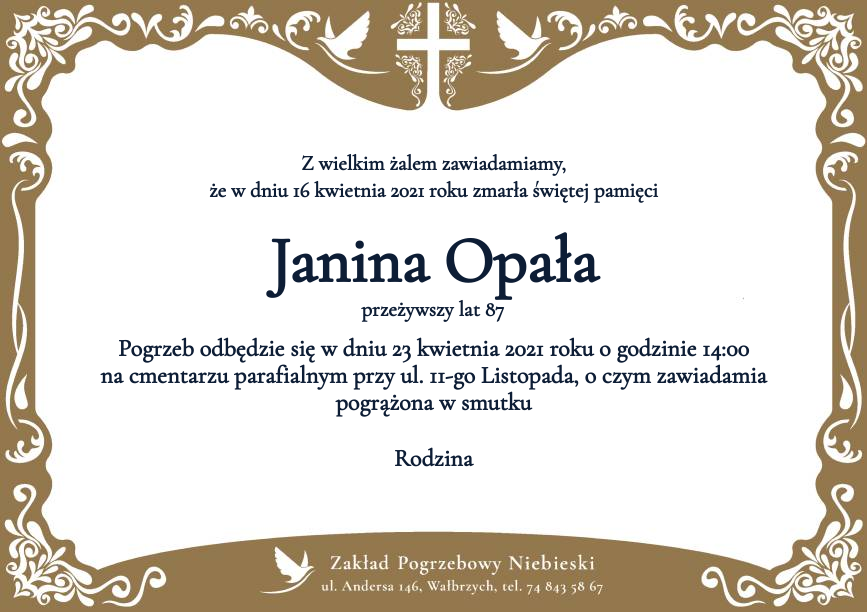 Nekrolog Janina Opała