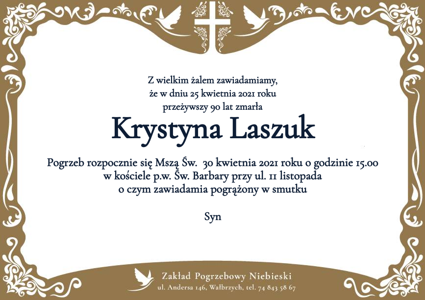 Nekrolog Krystyna Laszuk