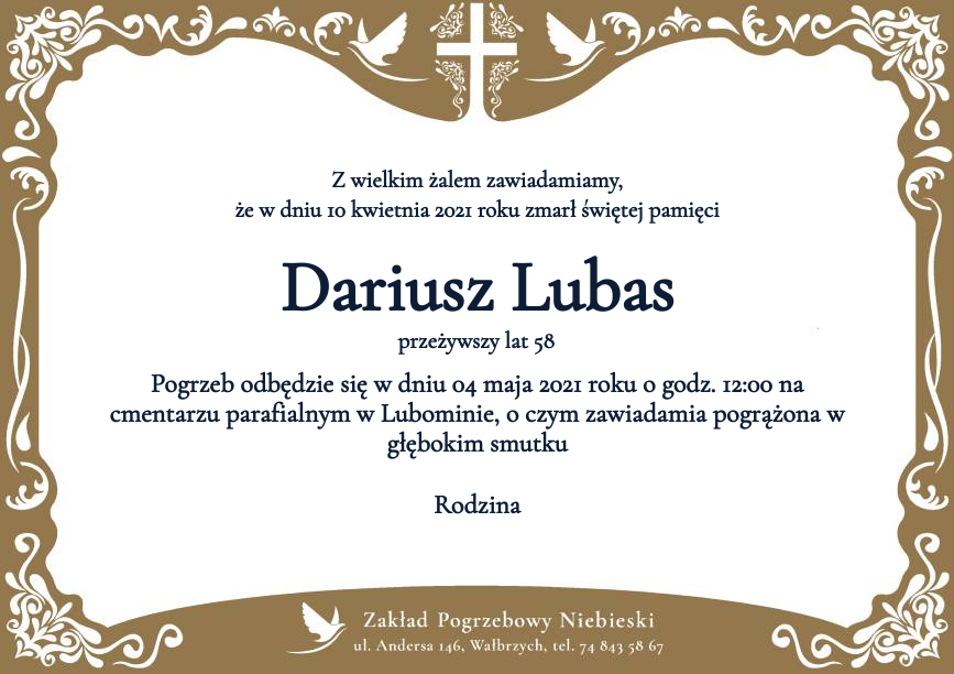 Nekrolog Dariusz Lubas