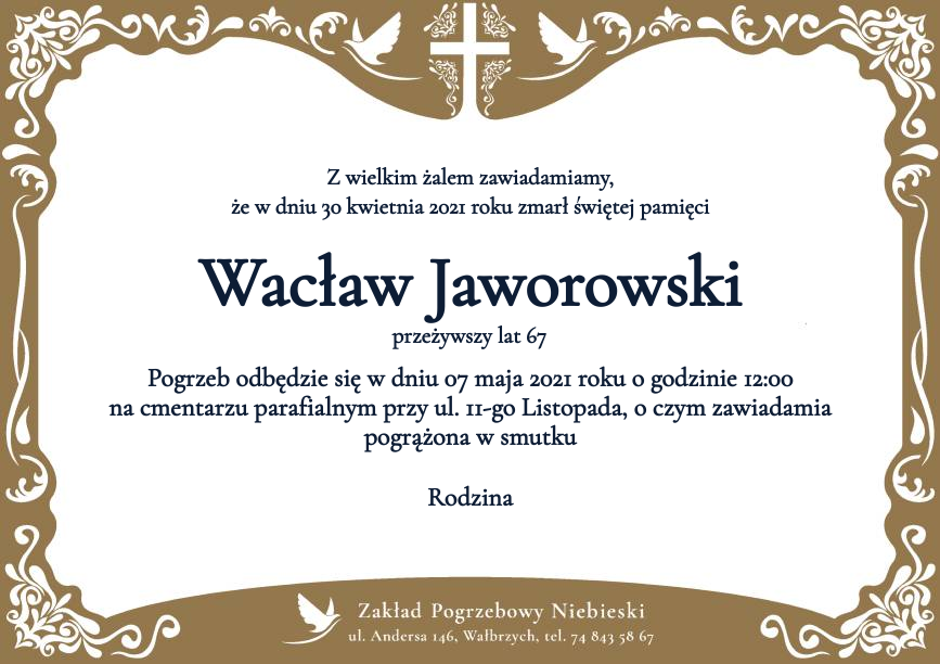 Nekrolog Wacław Jaworowski