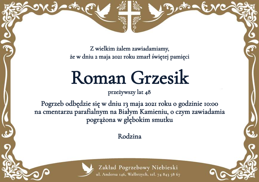Nekrolog Roman Grzesik