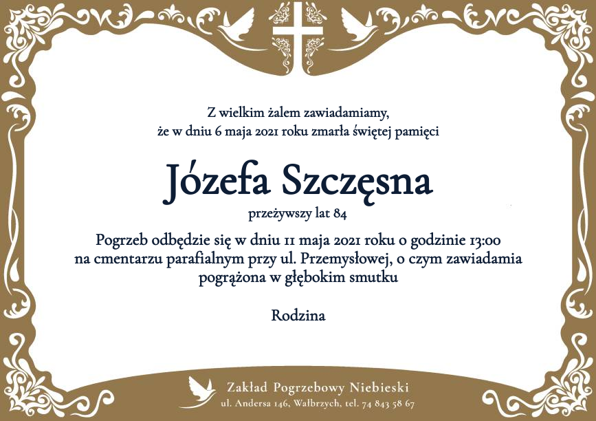 Nekrolog Józefa Szczęsna