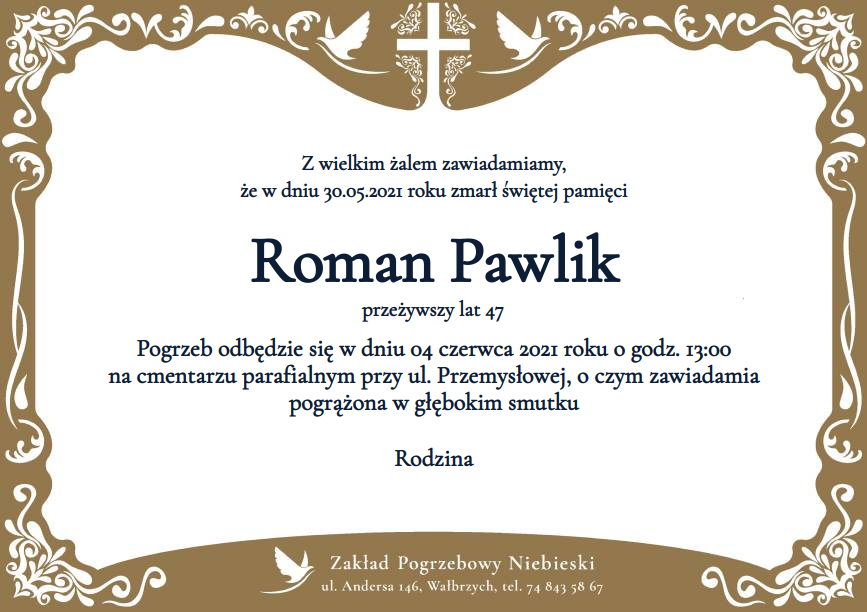Nekrolog Roman Pawlik