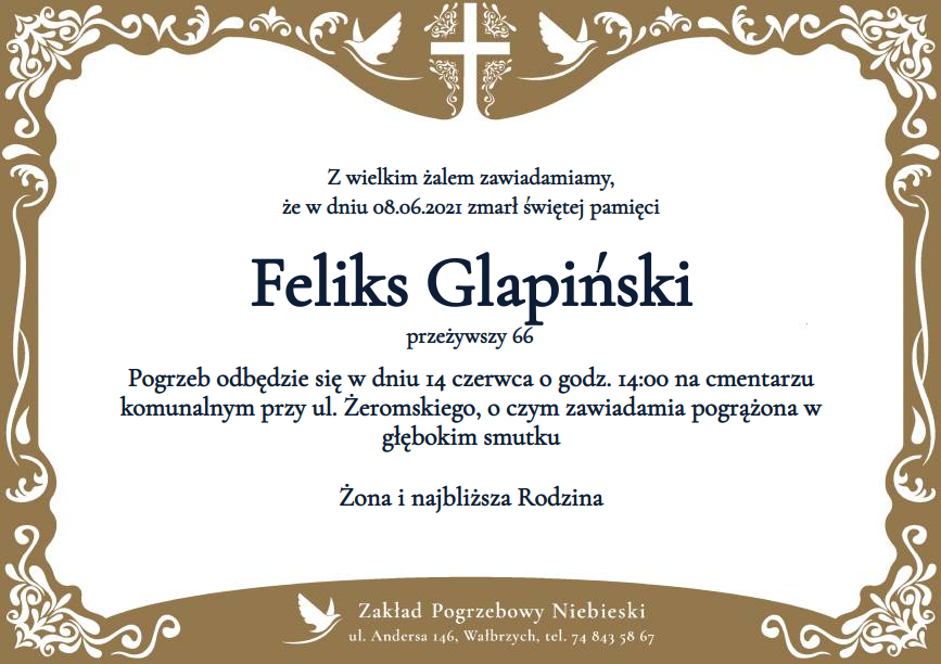 Nekrolog Feliks Glapiński