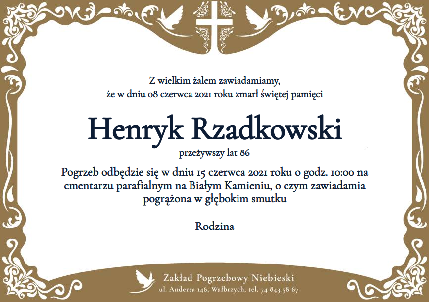 Nekrolog Henryk Rzadkowski