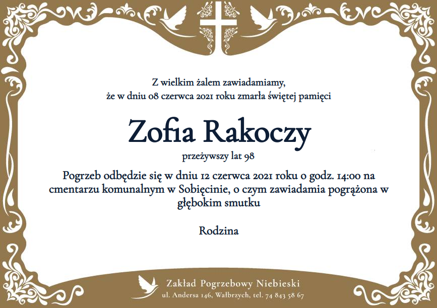 Nekrolog Zofia Rakoczy
