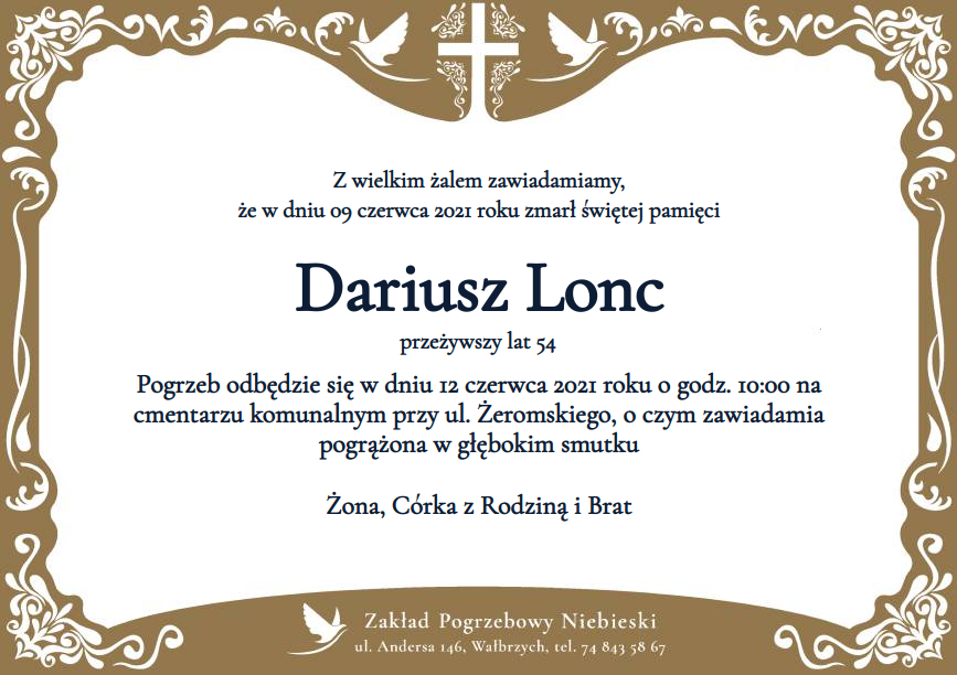 Nekrolog Dariusz Lonc