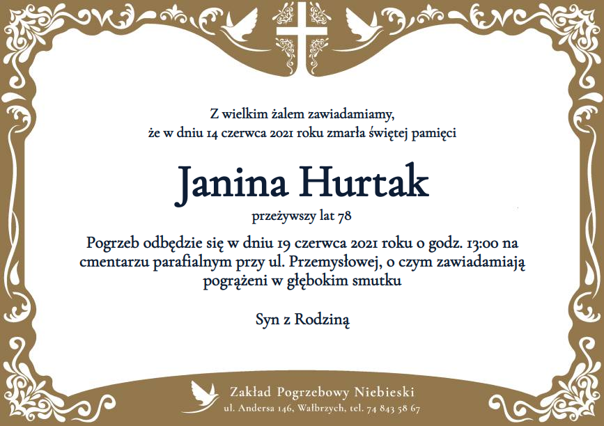 Nekrolog Janina Hurtak