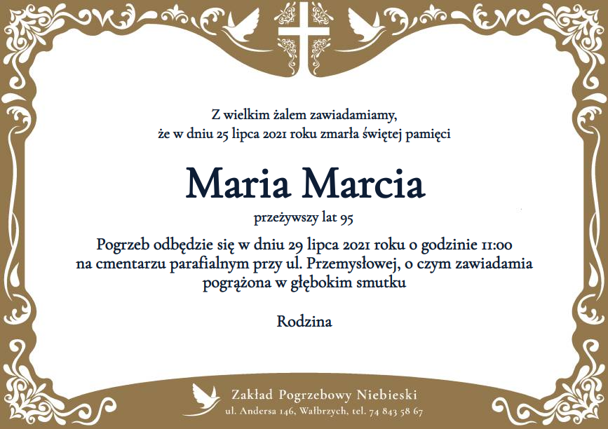 Nekrolog Maria Marcia