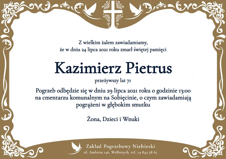 Nekrolog Kazimierz Pietrus