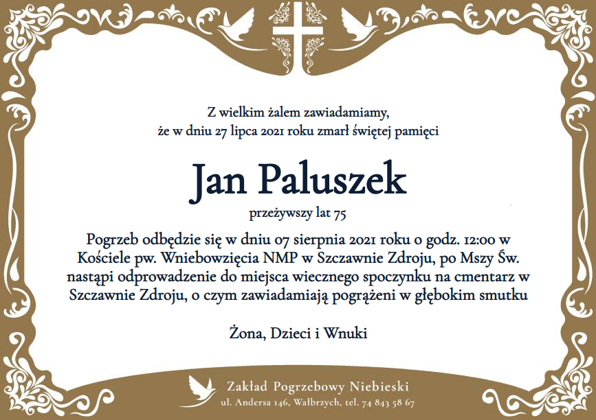 Nekrolog Jan Paluszek
