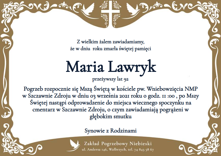 Nekrolog Maria Lawryk