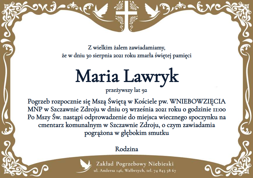 Nekrolog Maria Lawryk