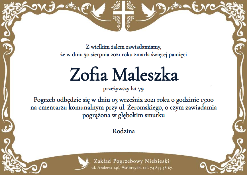 Nekrolog Zofia Maleszka