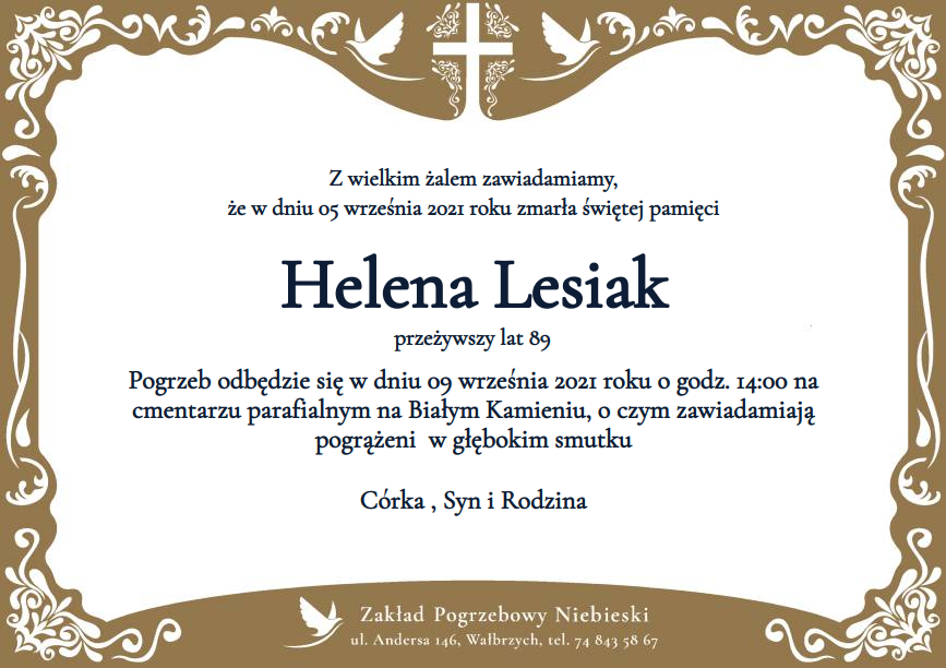 Nekrolog Helena Lesiak