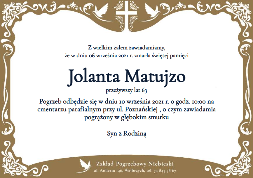Nekrolog Jolanta Matujzo