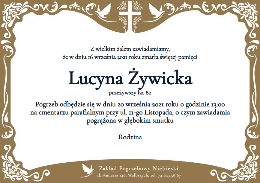Nekrolog Lucyna Żywicka