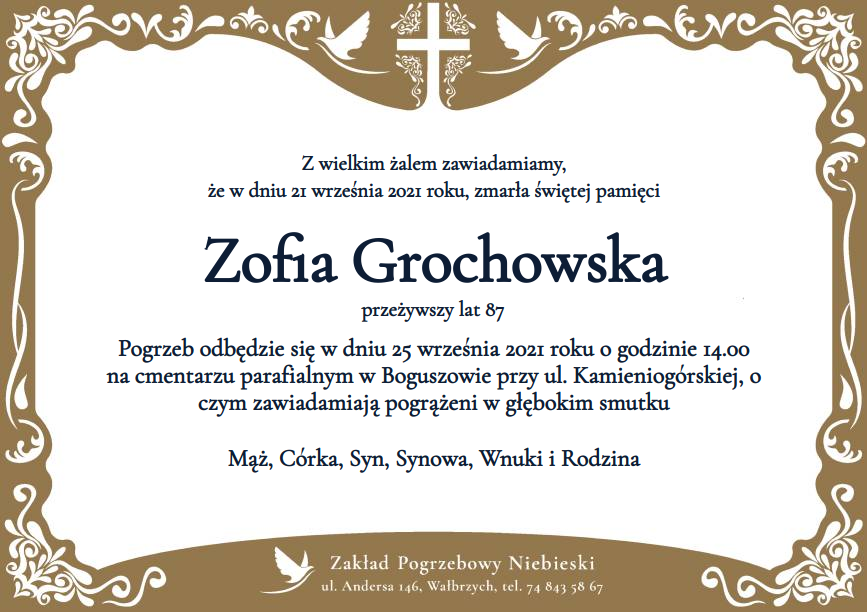 Nekrolog Zofia Grochowska