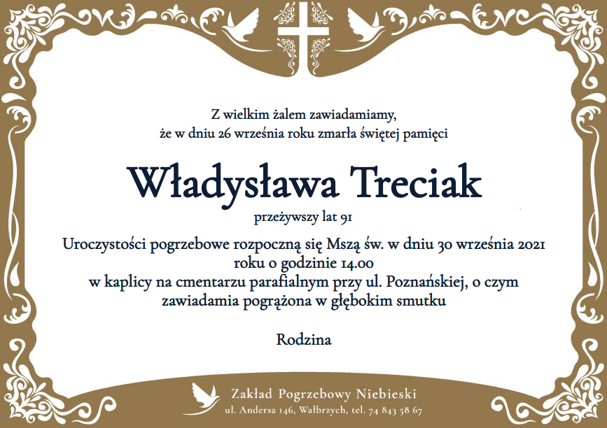 Nekrolog Władysława Treciak