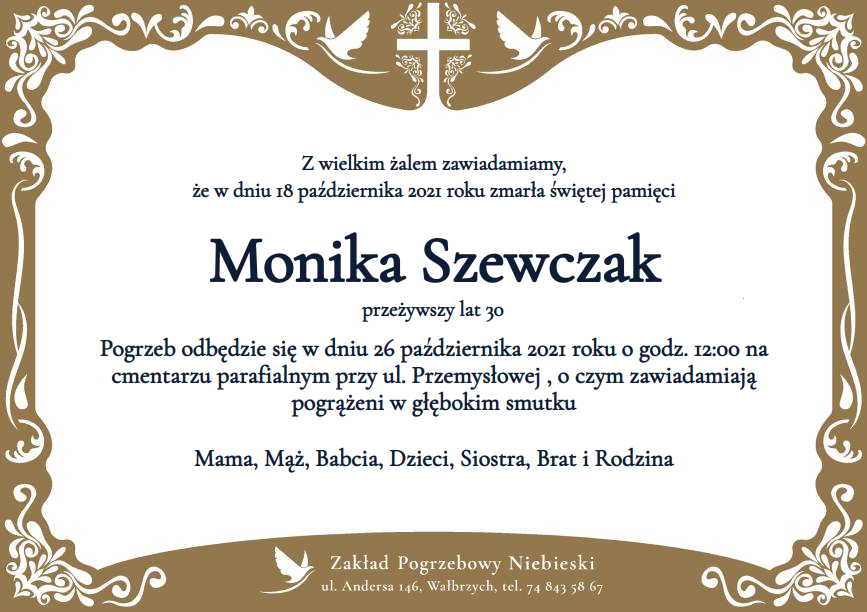 Nekrolog Monika Szewczak
