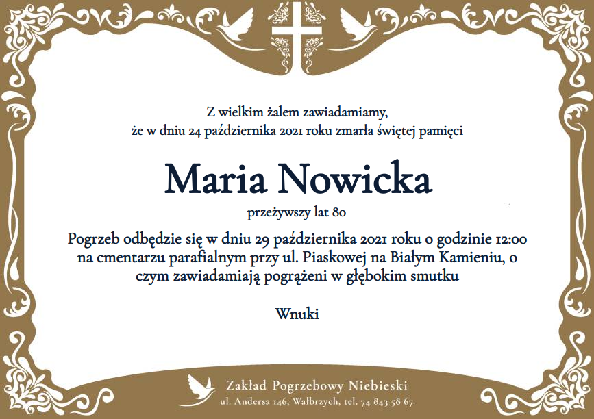 Nekrolog Maria Nowicka