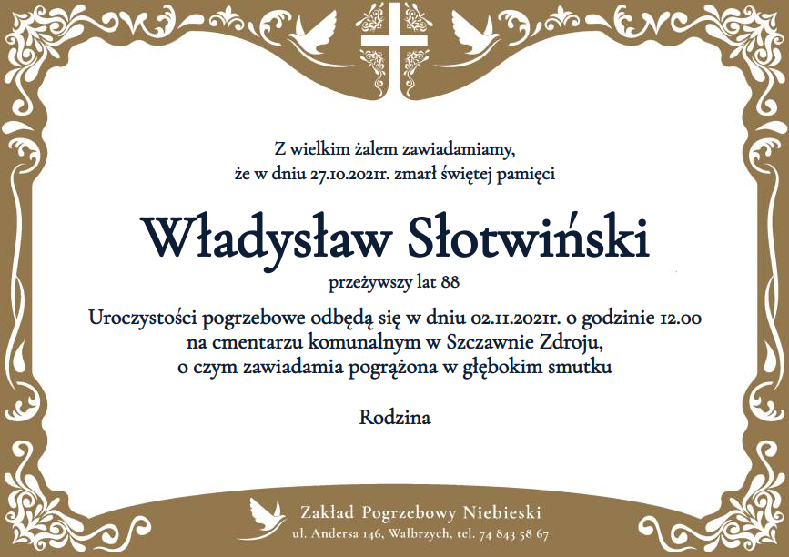 Nekrolog Władysław Słotwiński