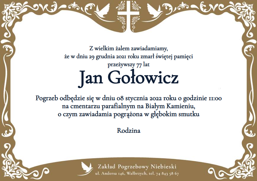 Nekrolog Jan Gołowicz