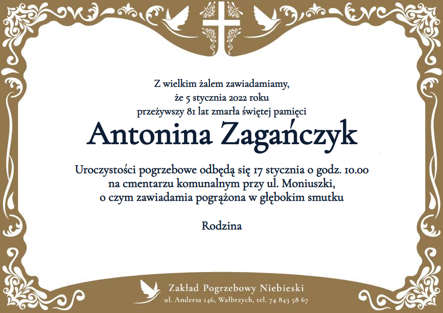 Nekrolog Antonina Zagańczyk