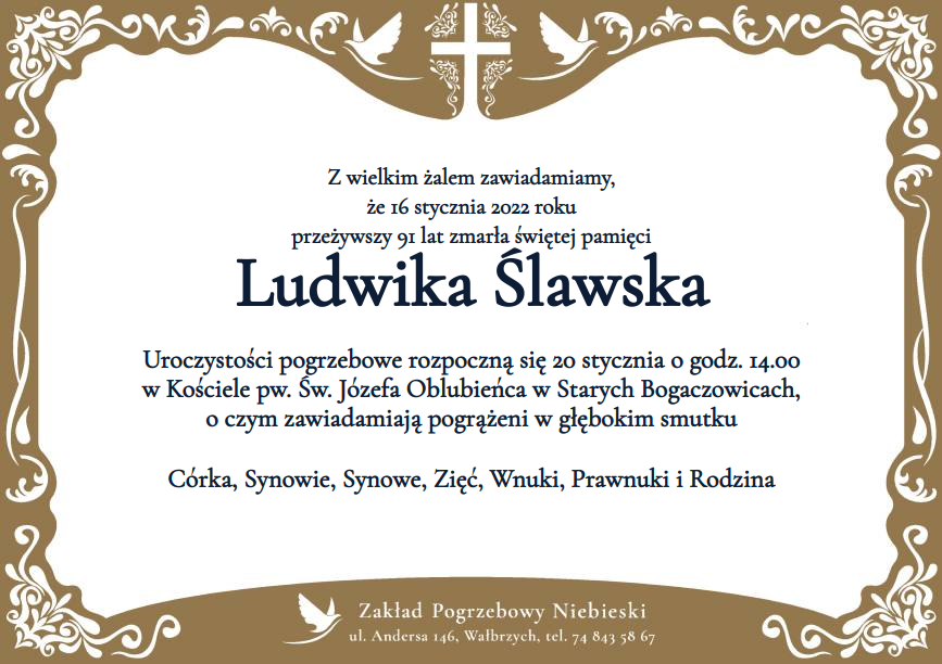 Nekrolog Ludwika Ślawska