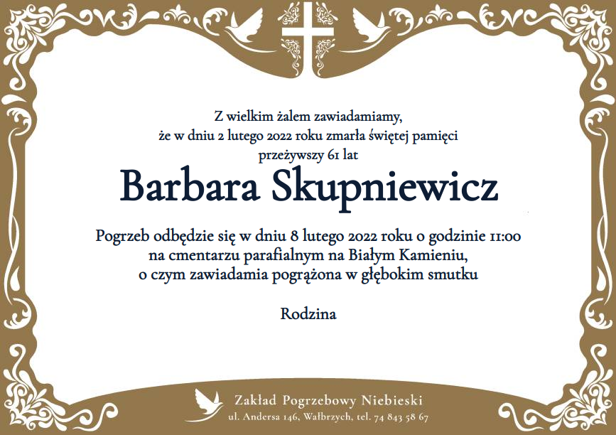 Nekrolog Barbara Skupniewicz